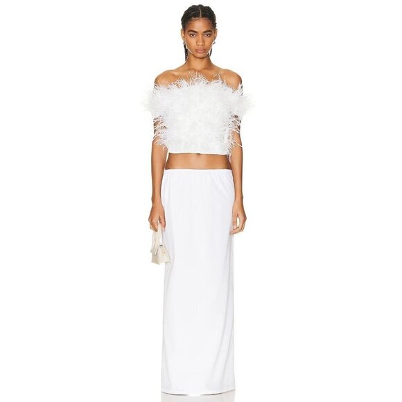 Cult Gaia Sosha Feather Top in Off White 6 New Womens Blouse - Picture 5 of 17